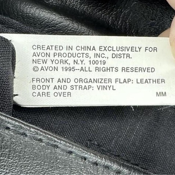 Vintage Avon Black and Brown Leather Purse Boho Bag Cross Body - Picture 7 of 8